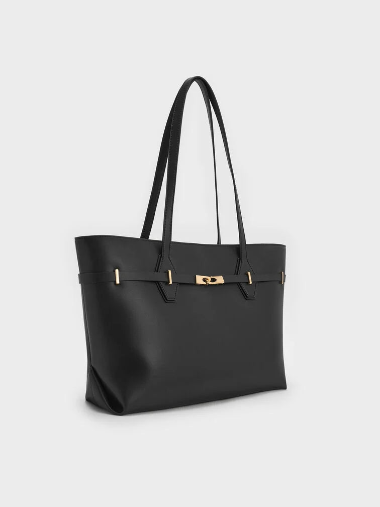 Arlet Double-Handle Belted Tote bag- Sahara Sand