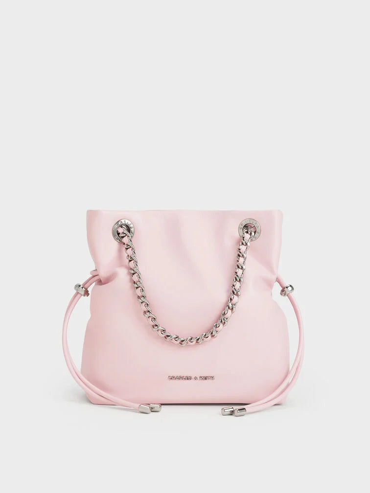 Arya Braided-Strap Double-Handle Crossbody Bag - Cotton Candy Pink