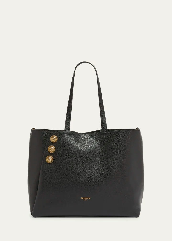 Embleme Shopper Tote Bag in Grained Leather
