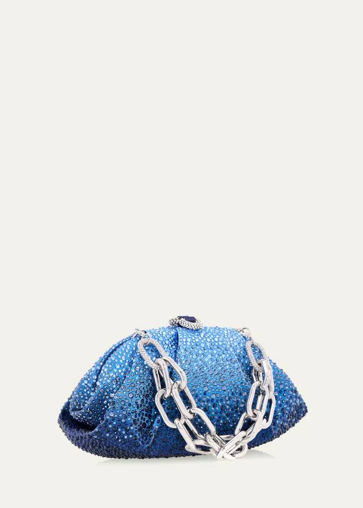 Gemma Pleated Ombré Crystal Top-Handle Bag