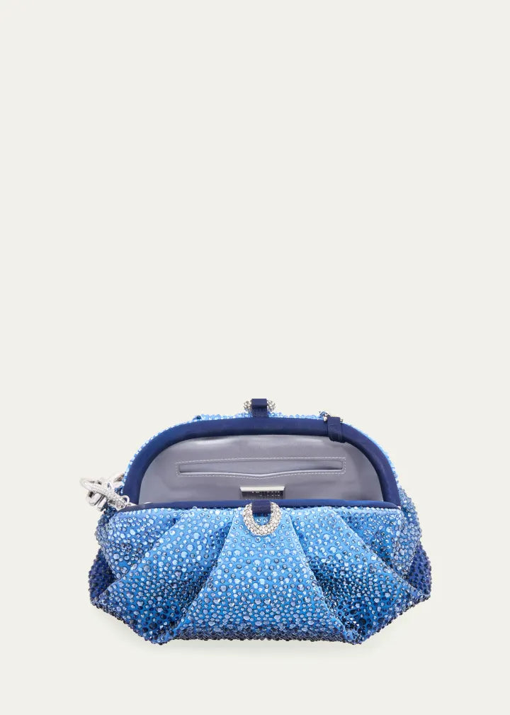 Gemma Pleated Ombré Crystal Top-Handle Bag