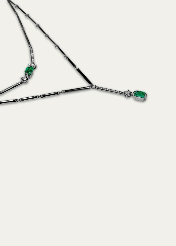 Linette Emerald and Diamond Double Choker Necklace