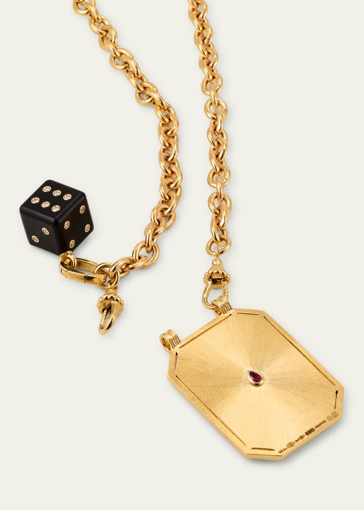 Dragon Scapular and Ebony Dado Pendants on Rosa Classic Chain Necklace