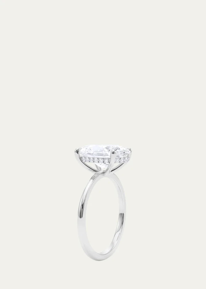 Oval Cut Hidden Halo Platinum Lab Grown Diamond Ring