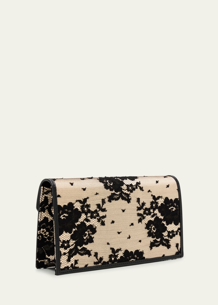 Loubi54 Clutch Bag in Leather & Lace