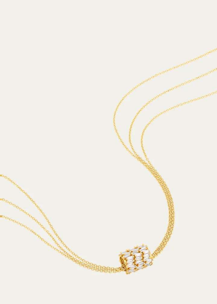 Gold Infinite Triple Row Diamond Rondelle Pendant