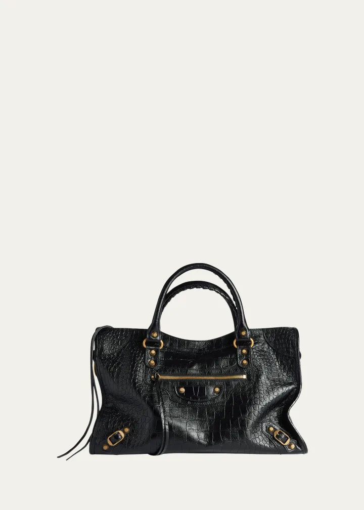 Le City Medium Croc-Embossed Leather Crossbody Bag