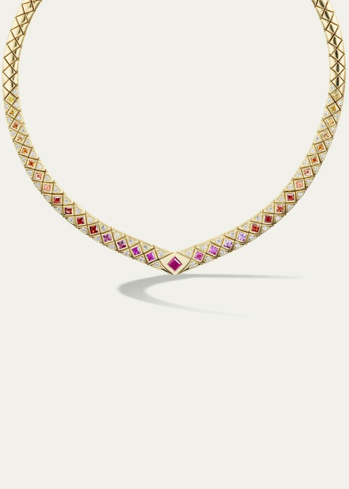 Bliss Collar Necklace with Multicolor Sapphires