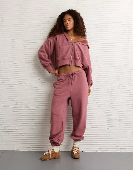 AE Everyday Luxe Barrel Sleeve Full Zip Hoodie