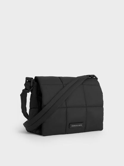 Mini Errya Nylon Quilted Puffy Crossbody Bag - Jet Black