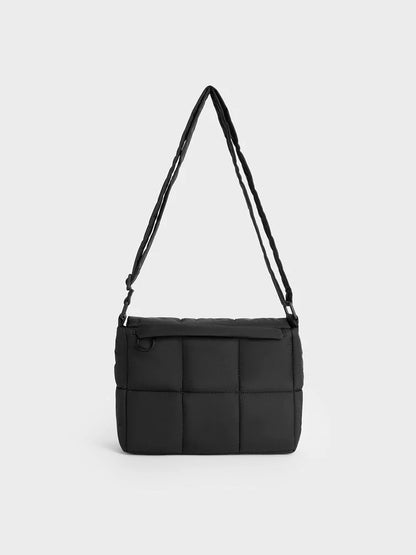 Mini Errya Nylon Quilted Puffy Crossbody Bag - Jet Black