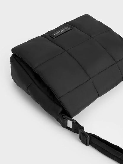 Mini Errya Nylon Quilted Puffy Crossbody Bag - Jet Black