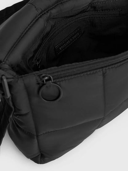 Mini Errya Nylon Quilted Puffy Crossbody Bag - Jet Black