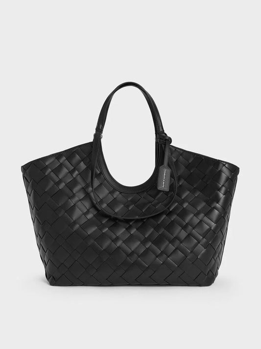 Ivette Woven Tote Bag - Noir