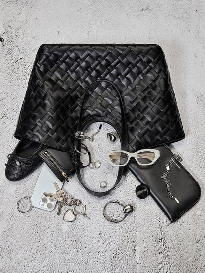 Ivette Woven Tote Bag - Noir