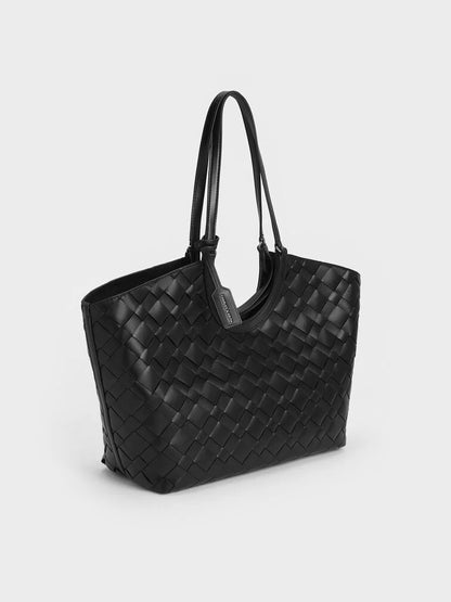 Ivette Woven Tote Bag - Noir