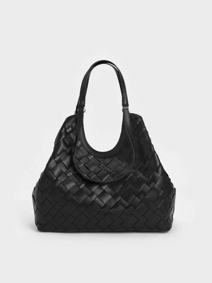 Ivette Woven Tote Bag - Noir