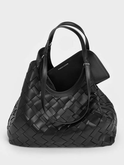 Ivette Woven Tote Bag - Noir