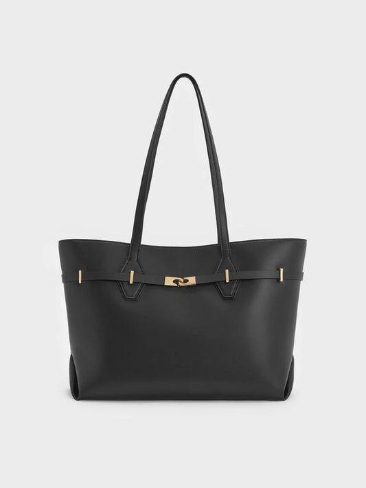 Arlet Double-Handle Belted Tote bag- Sahara Sand