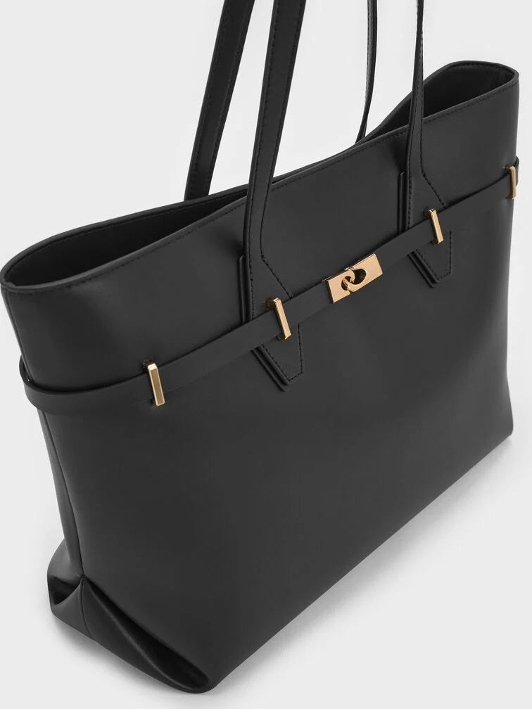Arlet Double-Handle Belted Tote bag- Sahara Sand