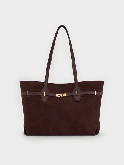Arlet Double-Handle Belted Tote bag- Sahara Sand