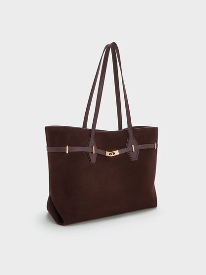 Arlet Double-Handle Belted Tote bag- Sahara Sand