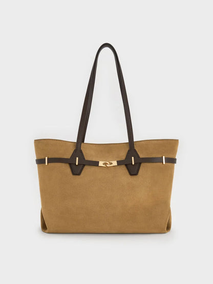 Arlet Double-Handle Belted Tote bag- Sahara Sand