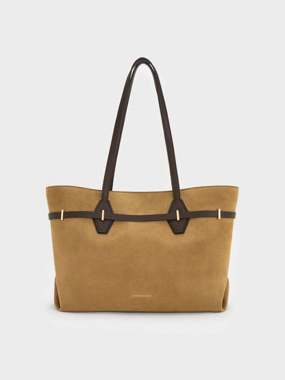 Arlet Double-Handle Belted Tote bag- Sahara Sand