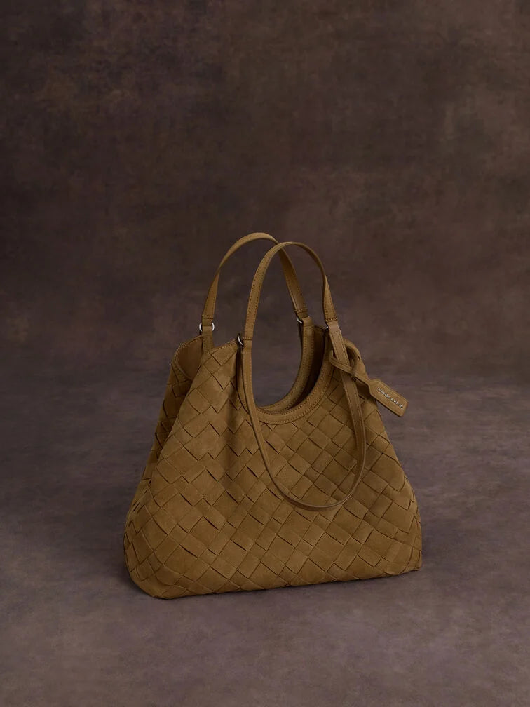 Ivette Recycled Suede Woven Tote Bag - Sahara Sand