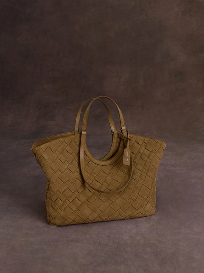 Ivette Recycled Suede Woven Tote Bag - Sahara Sand