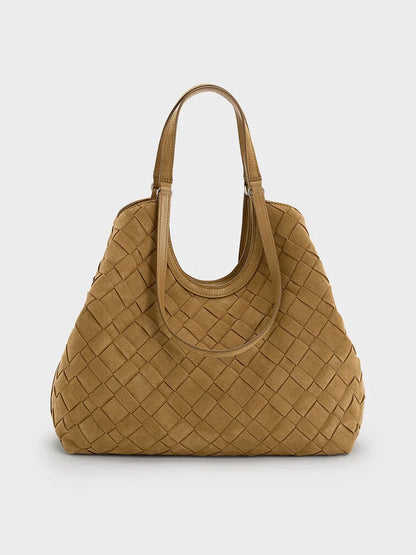 Ivette Recycled Suede Woven Tote Bag - Sahara Sand