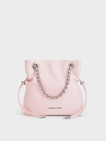 Arya Braided-Strap Double-Handle Crossbody Bag - Cotton Candy Pink