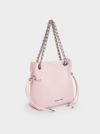 Arya Braided-Strap Double-Handle Crossbody Bag - Cotton Candy Pink