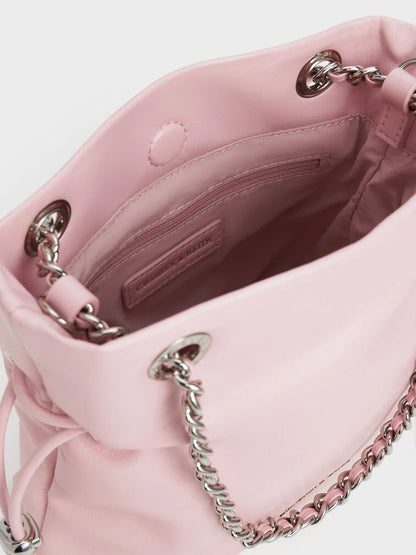 Arya Braided-Strap Double-Handle Crossbody Bag - Cotton Candy Pink