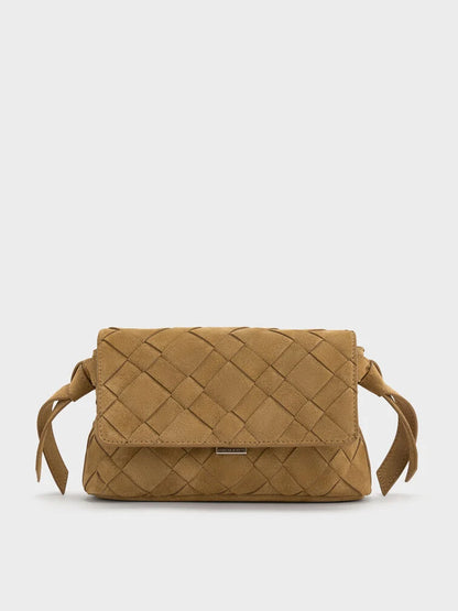 Ivette Recycled Suede Woven Crossbody Bag - Sahara Sand