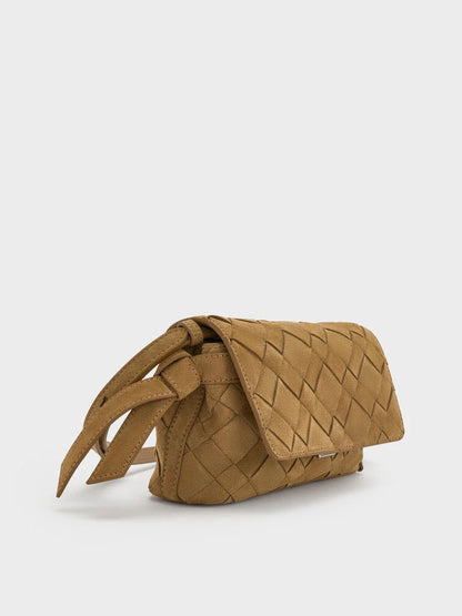 Ivette Recycled Suede Woven Crossbody Bag - Sahara Sand