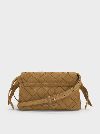 Ivette Recycled Suede Woven Crossbody Bag - Sahara Sand