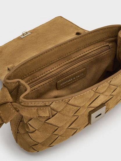 Ivette Recycled Suede Woven Crossbody Bag - Sahara Sand