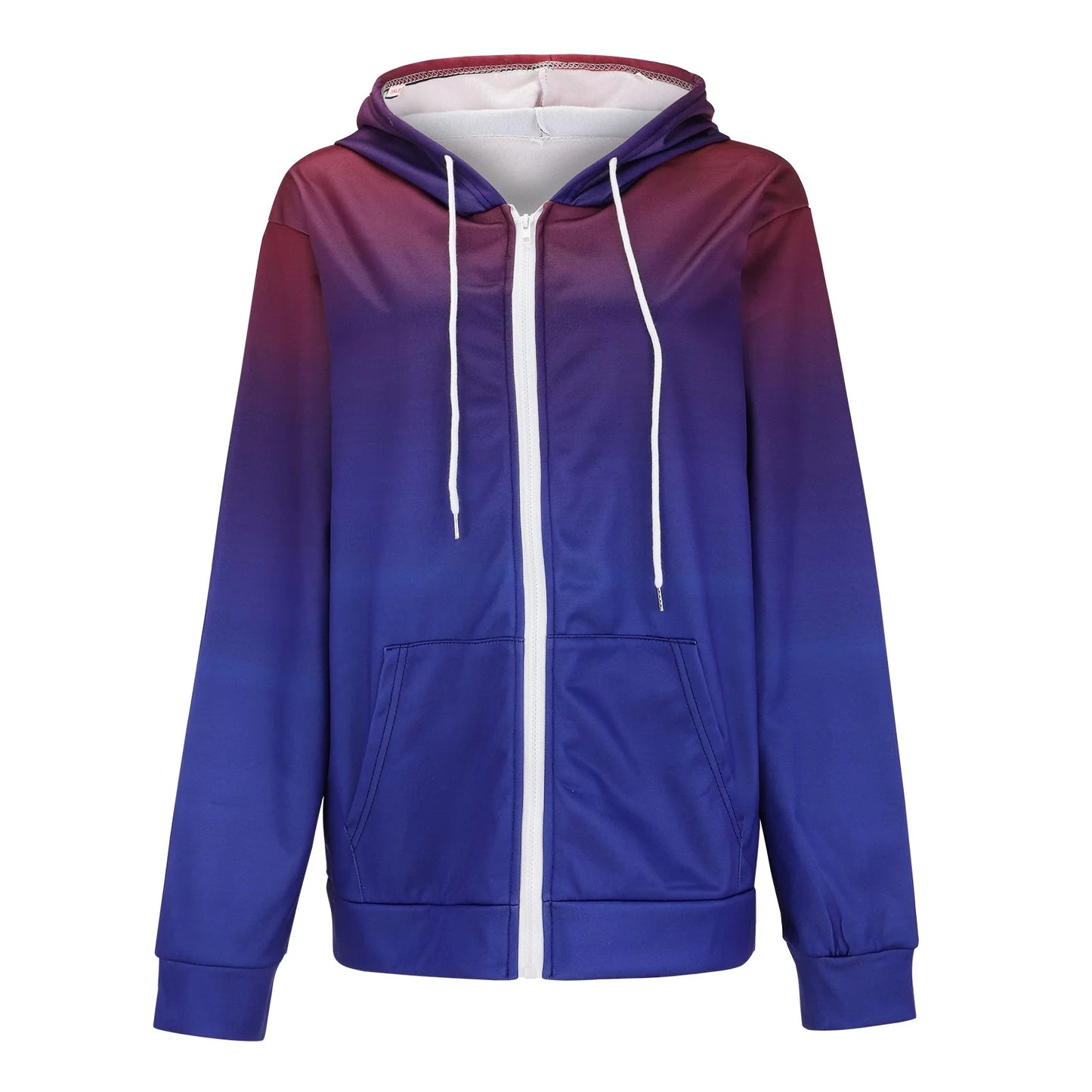Dyfzdhu Zip Up Hoodie Women Trendy Gradient Printed Long Sleeve Fall Jacket Hooded Sweatshirt With Pockets Plus Size