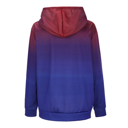 Dyfzdhu Zip Up Hoodie Women Trendy Gradient Printed Long Sleeve Fall Jacket Hooded Sweatshirt With Pockets Plus Size
