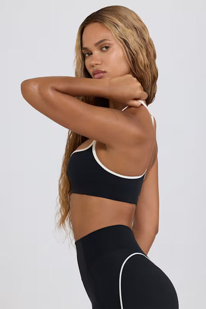 Soft Active Sweetheart-Neck Sports Bra in Black