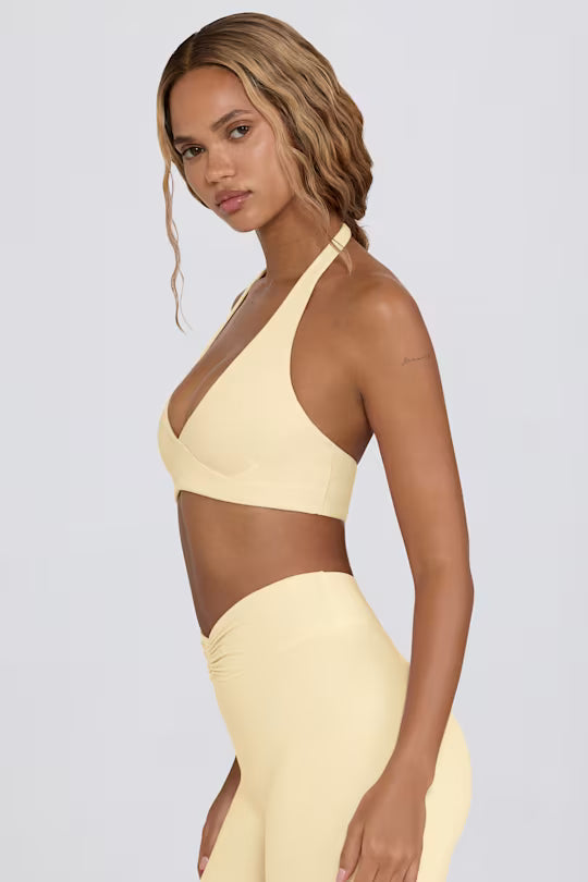 V-Neck Sports Bra in Lemon Marl