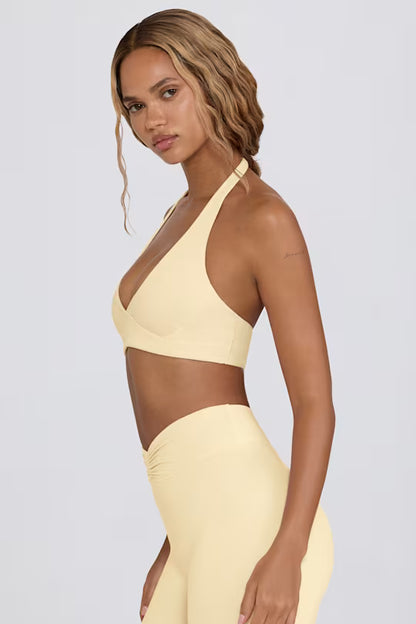 V-Neck Sports Bra in Lemon Marl
