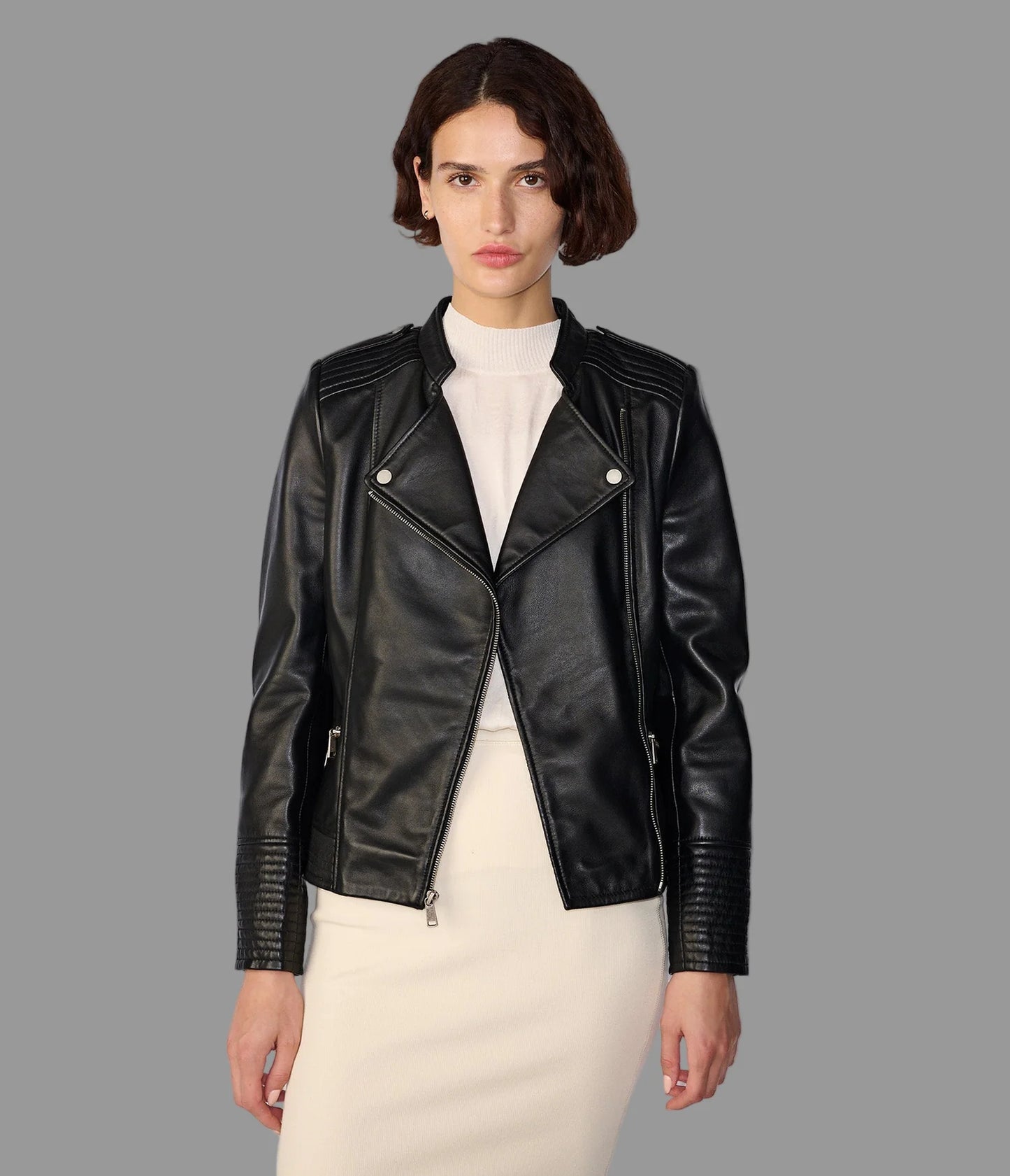 Monica Asymmetrical Leather Jacket