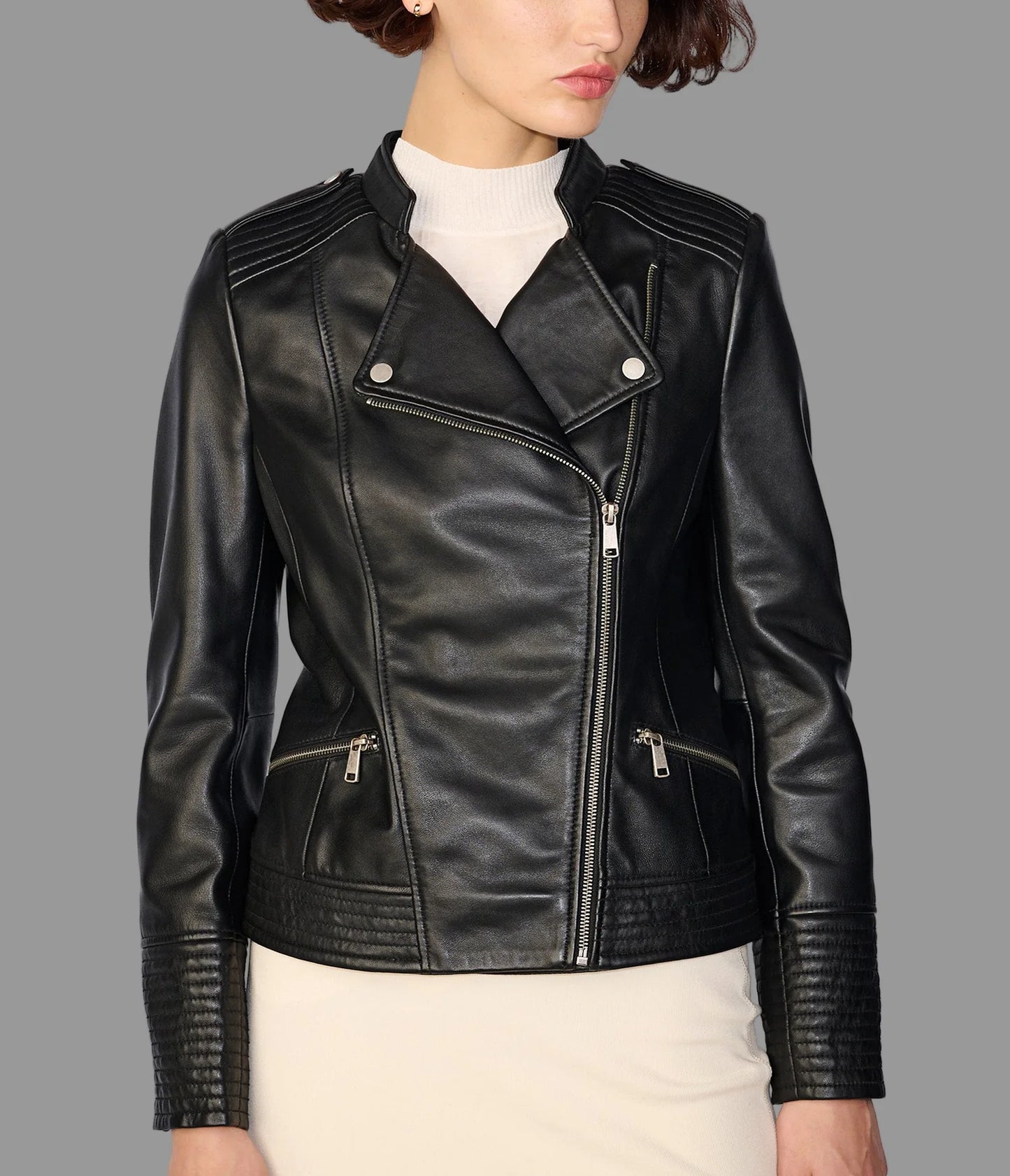 Monica Asymmetrical Leather Jacket