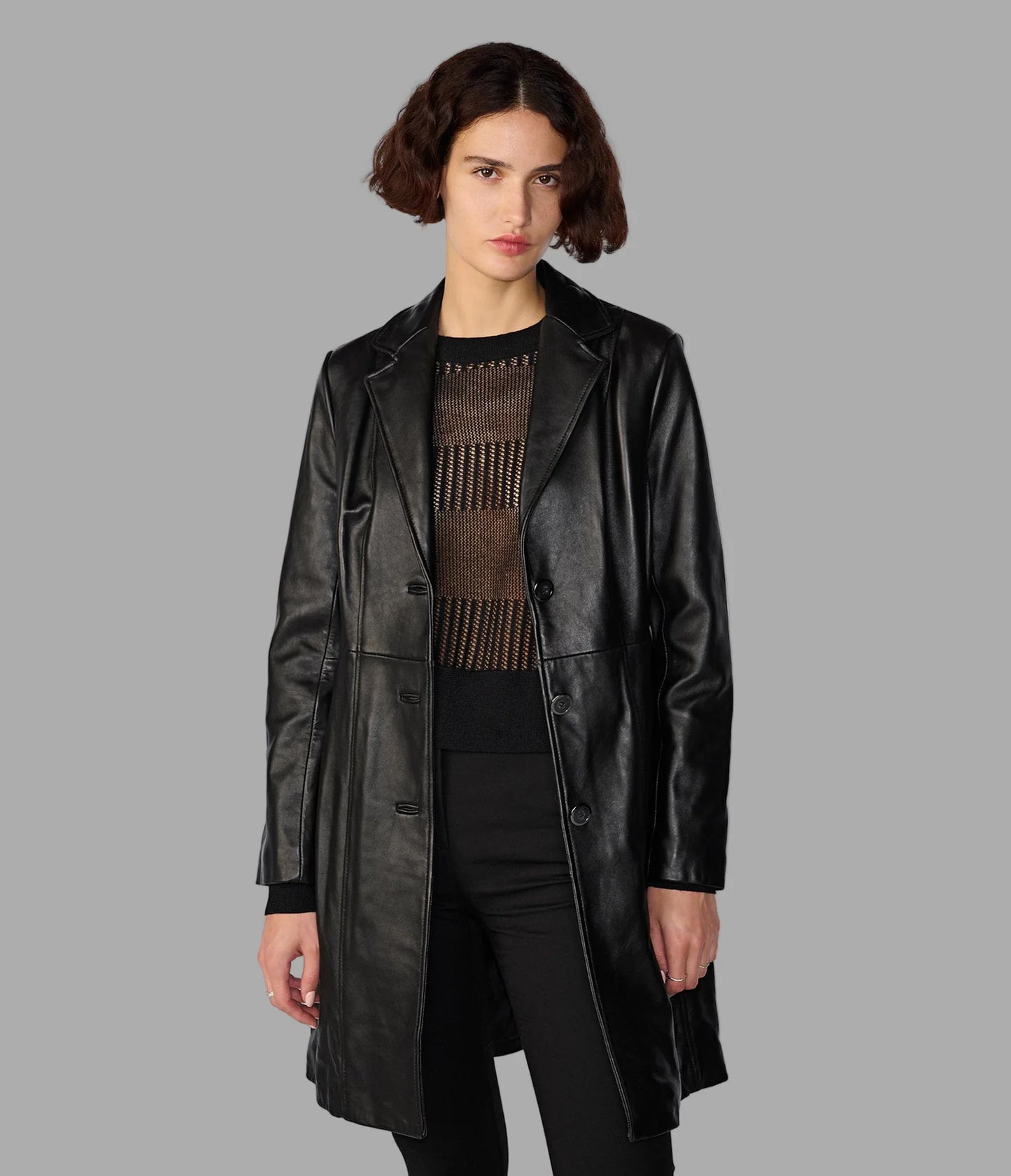 Nora Button Down Lamb Trench