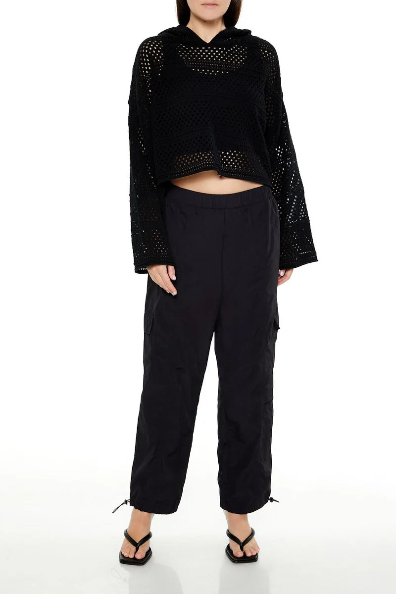 Netted Cropped Hoodie