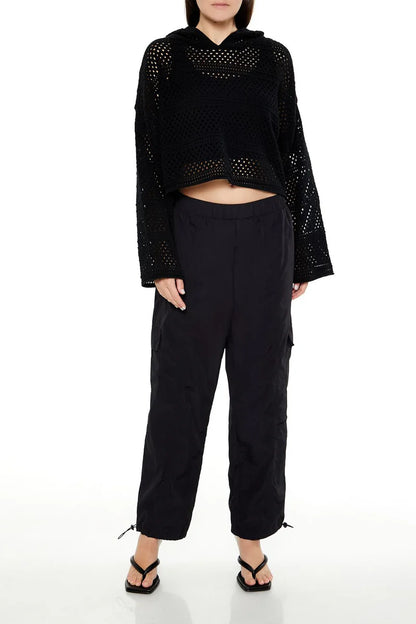Netted Cropped Hoodie