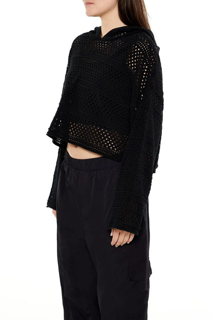 Netted Cropped Hoodie
