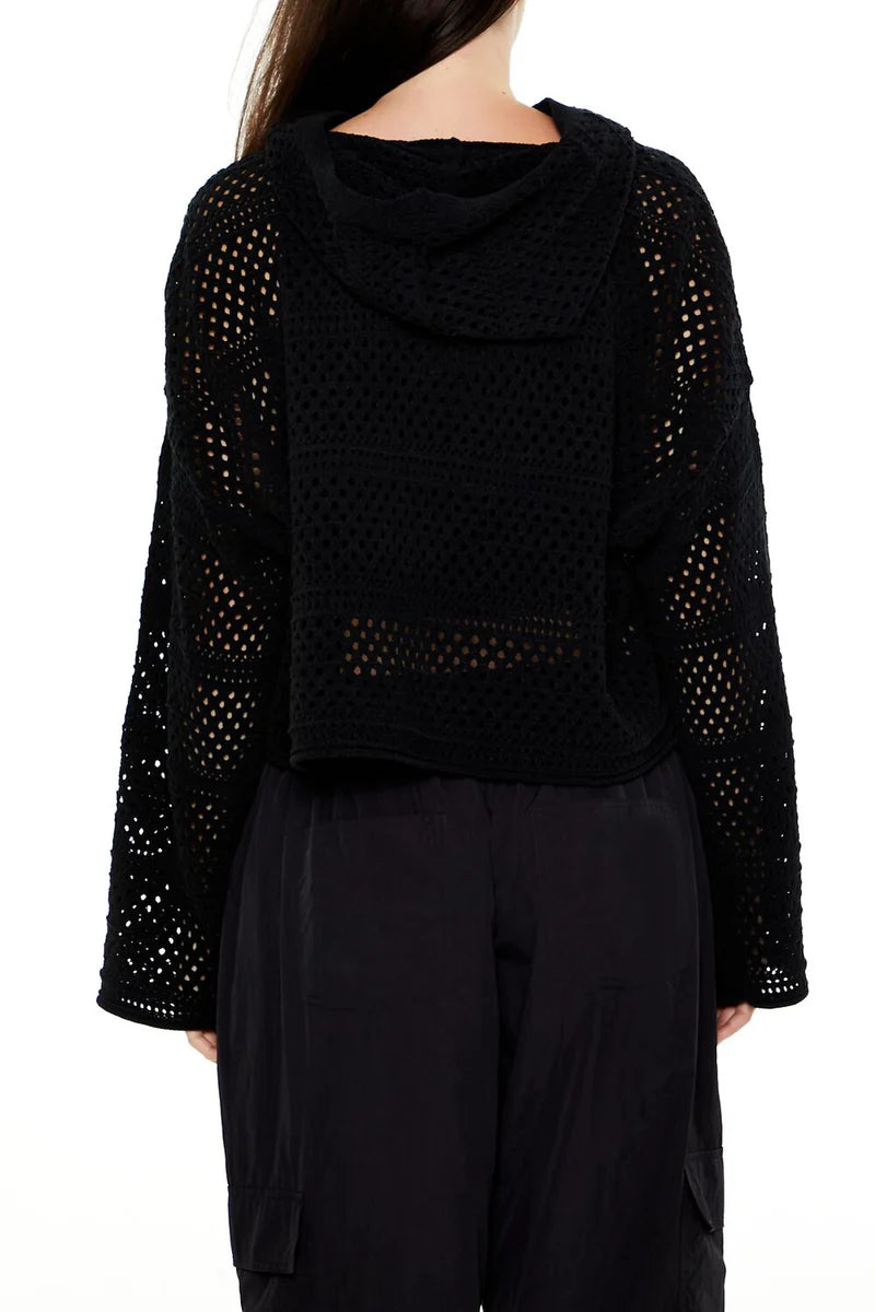 Netted Cropped Hoodie